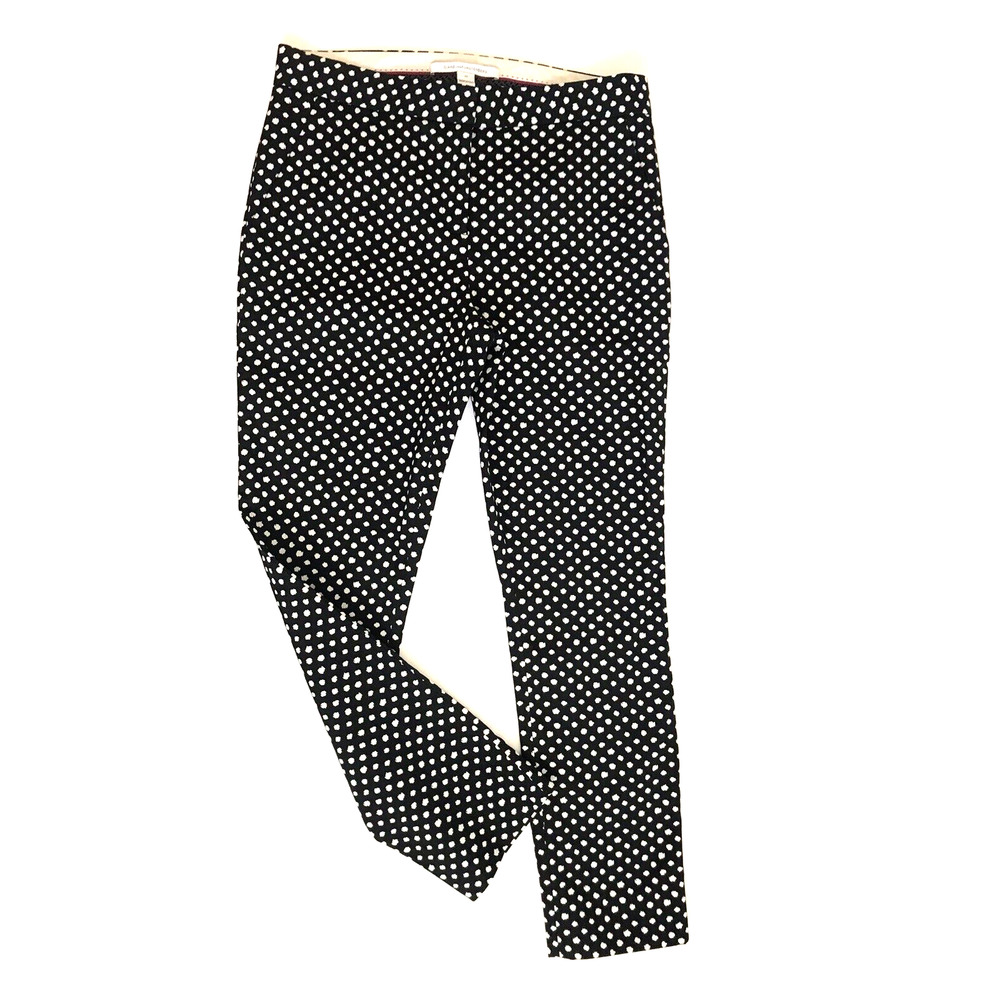Diane Von Furstenberg Ankle Pants Genesis Black White Polka Dots Straight - 10